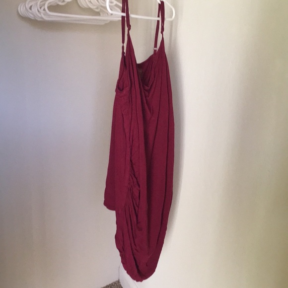 Maternity Tank Top - Ruched Sides Spaghetti Strap Shelf Bra Burgundy Wine Sz L - Picture 10 of 12